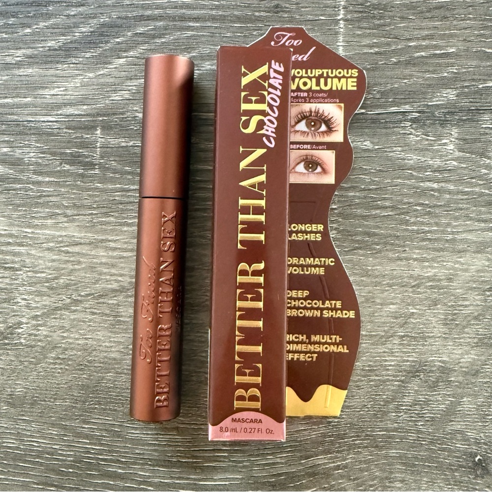 New In Box Too Faced Better Than Sex Chocolate Mascara - 8ml Full Size